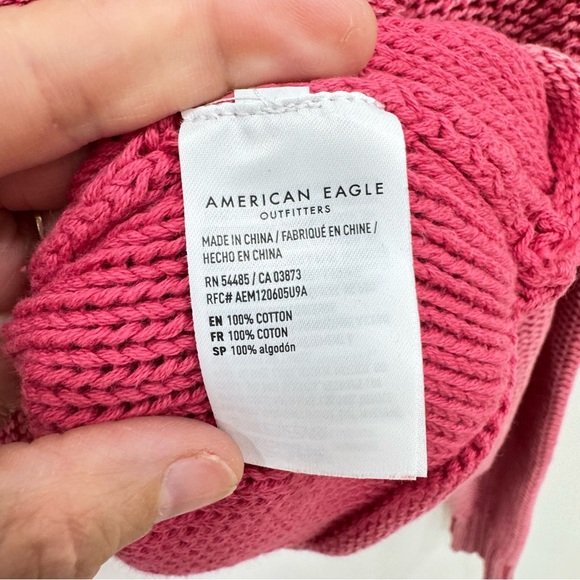 American Eagle Boxy Cropped Fit Sweater Blush Pink beach knit Sz Medium - Picture 3 of 4